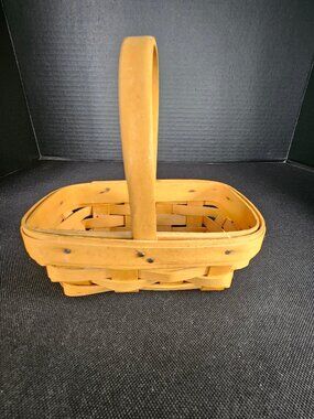 Longaberger Parsley Booking Basket Single Wood Handle 6" x 4" Signed 1999